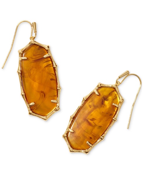 Gold-Tone Elle Bamboo-Shaped Frame Drop Earrings 