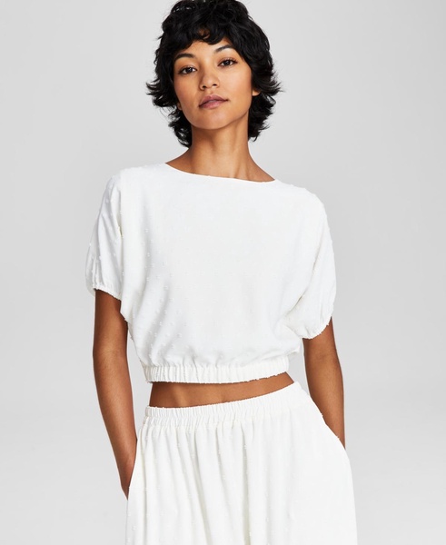 Women's Clip-Dot Scoop-Neck Crop Top, Created for Macy's