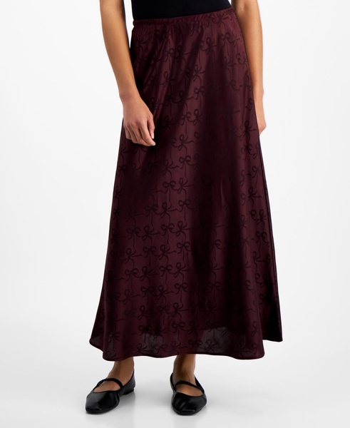 Women's Bow-Print Mid-Rise Maxi Skirt, Created for Macy's