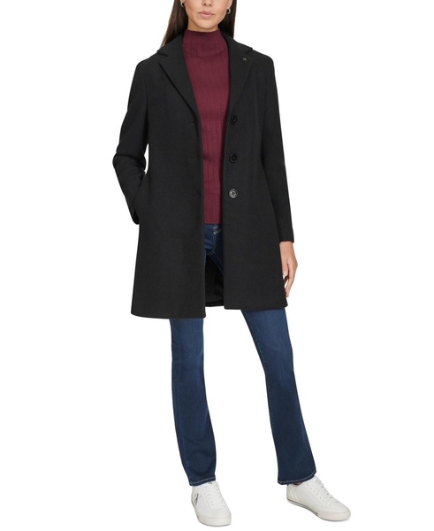 Petite Notched-Collar Single-Breasted Coat