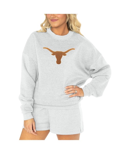 Women's Ash Texas Longhorns Team Effort Pullover Sweatshirt and Shorts Sleep Set