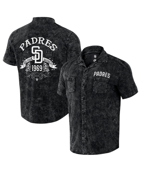 Men's Darius Rucker Collection by Black Distressed San Diego Padres Denim Team Color Button-Up Shirt