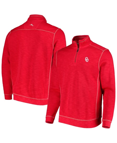 Men's Crimson Oklahoma Sooners Big Tall Tobago Bay Tri-Blend Quarter-Zip Sweatshirt