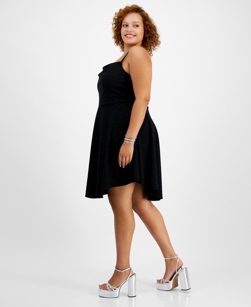 Trendy Plus Size Square-Neck Draped Skater Dress