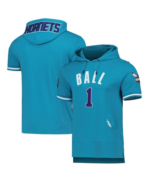 Men's LaMelo Ball Teal Charlotte Hornets Name and Number Short Sleeve Pullover Hoodie