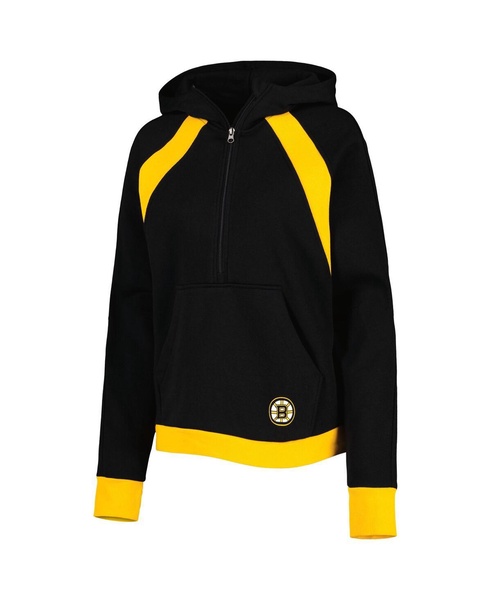 Women's Black Boston Bruins Wishbone Half-Zip Hoodie