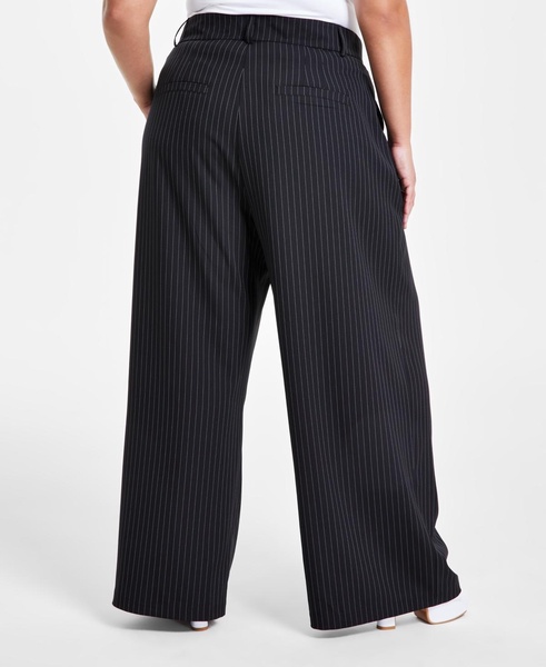 Trendy Plus Size Pinstriped Wide-Leg Pants, Created for Macy's