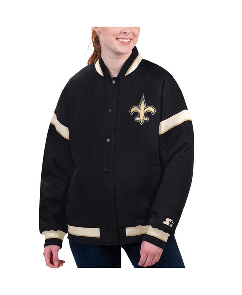 Women's Black New Orleans Saints Tournament Full-Snap Varsity Jacket