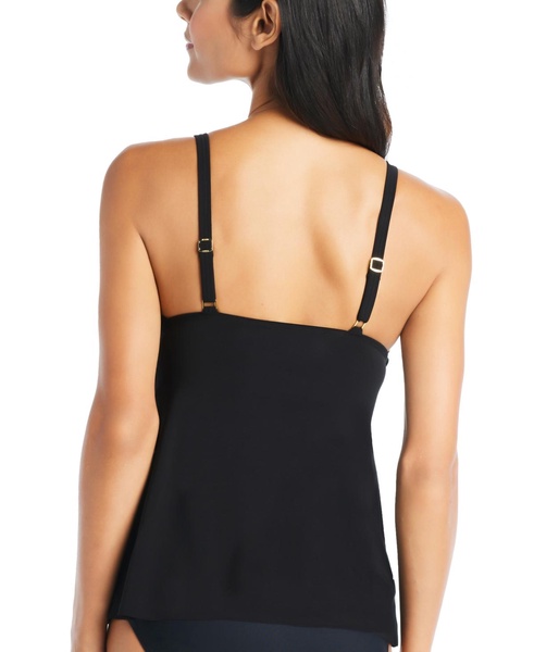 Women's Solid Front-Cascade Tankini Top