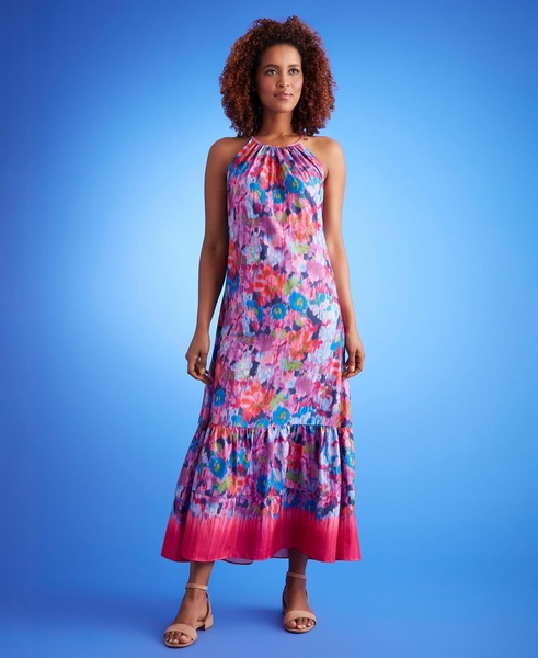 Petite Printed Halter-Neck Maxi Dress