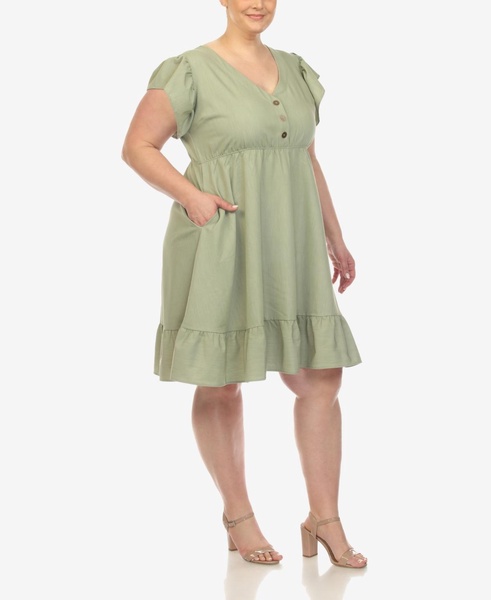 Plus Size Ruffle Sleeve Knee-Length Dress