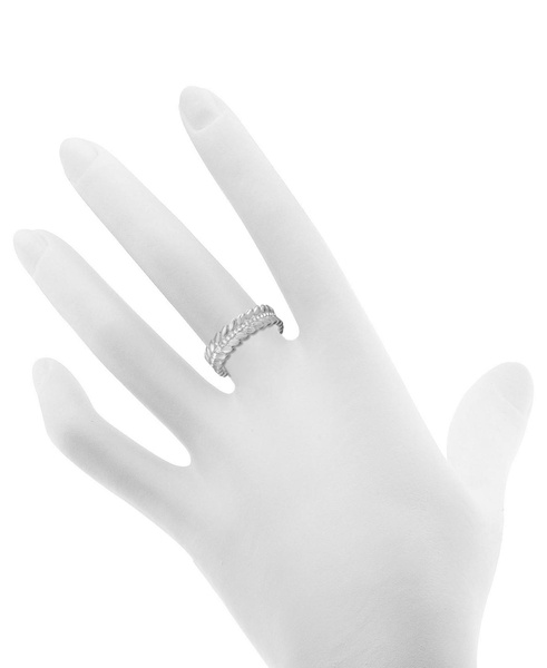 Cubic Zirconia Leaf Ring in Silver-Plate