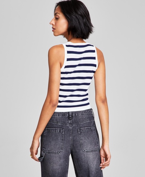 Petite Striped Cropped Sweater Tank Top, Exclusively at Macy's