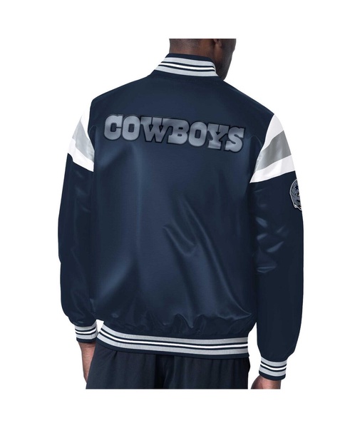 Men's Navy Dallas Cowboys Satin Varsity Full-Snap Jacket