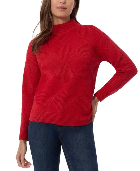 Women's Diamond-Stitch Mock-Neck Sweater