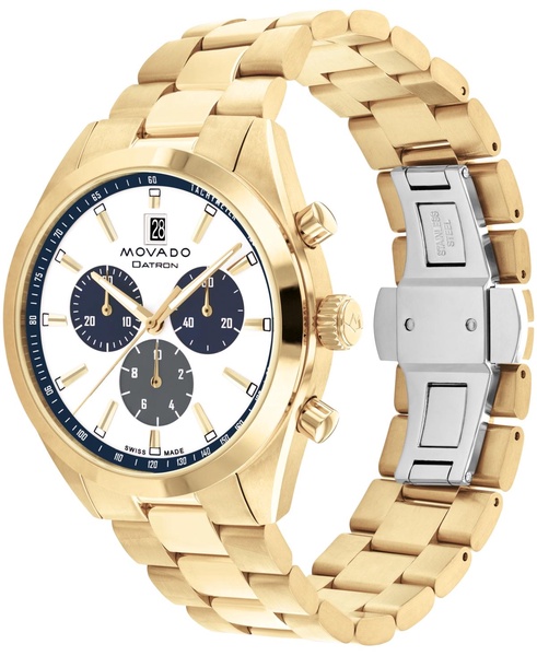 Men's Datron Swiss Quartz Chrono Ionic Plated Gold Steel Watch 40mm