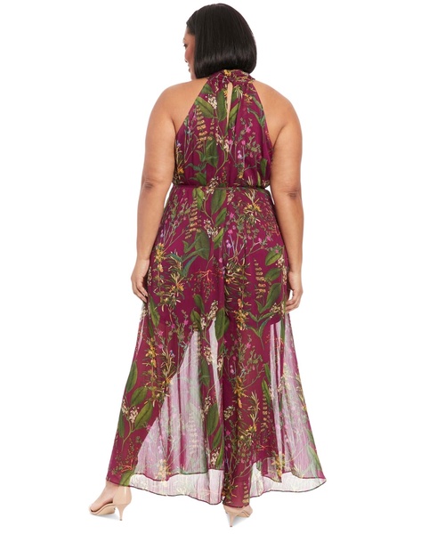 Plus Size Halter-Neck Printed Jumpsuit