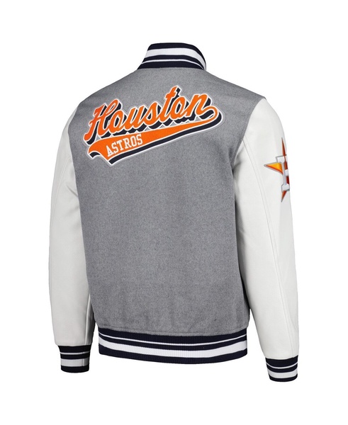 Men's Heather Gray Houston Astros Script Tail Wool Full-Zip Varity Jacket