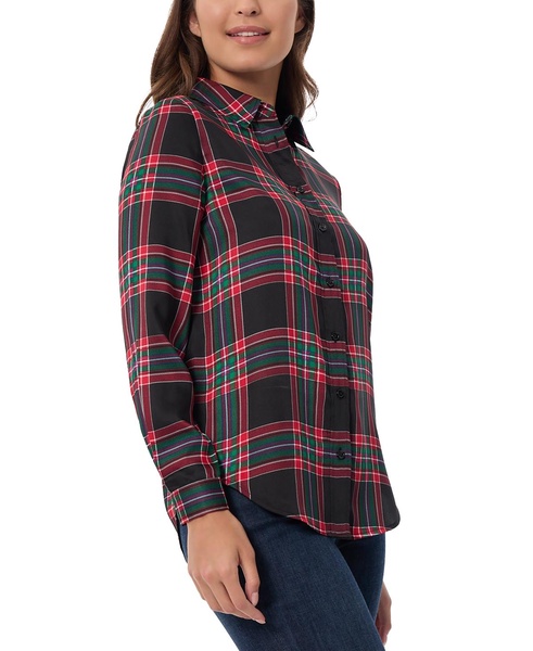 Women's Plaid-Print Button-Front Shirt