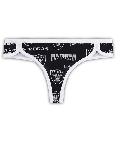 Women's Black, White Las Vegas Raiders Breakthrough Knit Thong