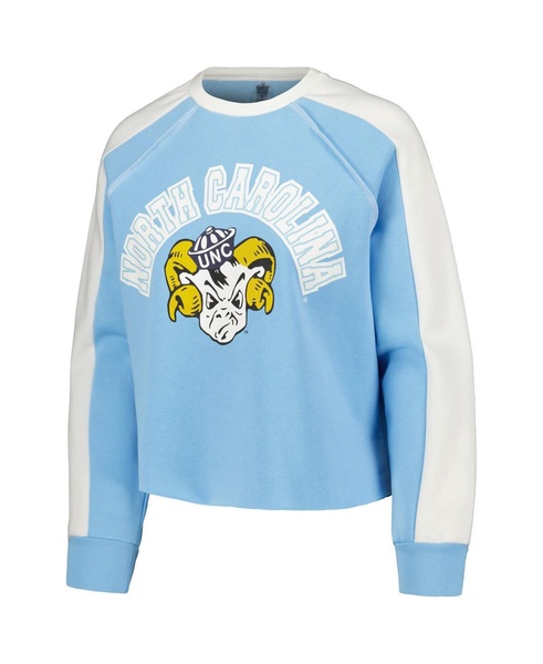 Women's Carolina Blue North Carolina Tar Heels Blindside Raglan Cropped Pullover Sweatshirt