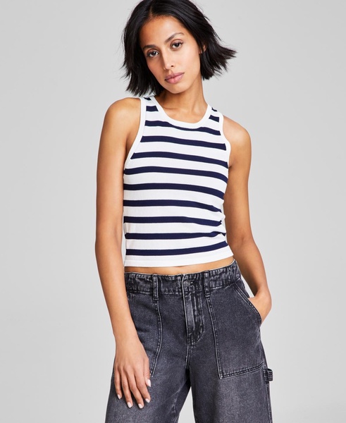 Petite Striped Cropped Sweater Tank Top, Exclusively at Macy's