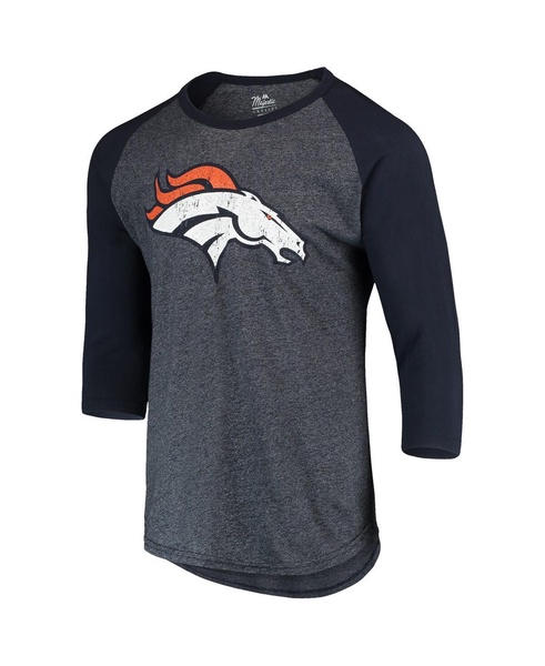 Men's Threads Russell Wilson Navy Denver Broncos Name and Number Team Colorway Tri-Blend 3/4 Raglan Sleeve Player T-shirt