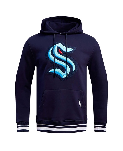 Men's Deep Sea Blue Seattle Kraken Retro Classic Fleece Pullover Hoodie