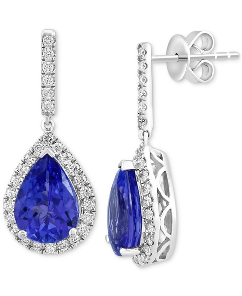 EFFY® Tanzanite (3-1/2 ct. t.w.) & Diamond (3/8 ct. t.w.) Pear Drop Earrings in 14k White Gold