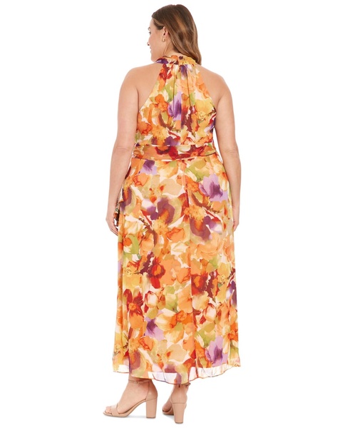 Plus Size Floral-Print Chiffon Maxi Dress