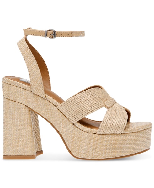 Women's Waylan Raffia Platform Crossband Dress Sandals