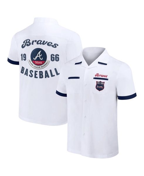 Men's Darius Rucker Collection by White Atlanta Braves Bowling Button-Up Shirt