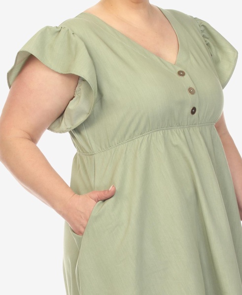 Plus Size Ruffle Sleeve Knee-Length Dress