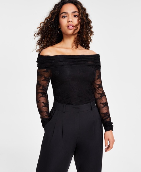 Petite Lace Off-The-Shoulder Long-Sleeve Top, Created for Macy's