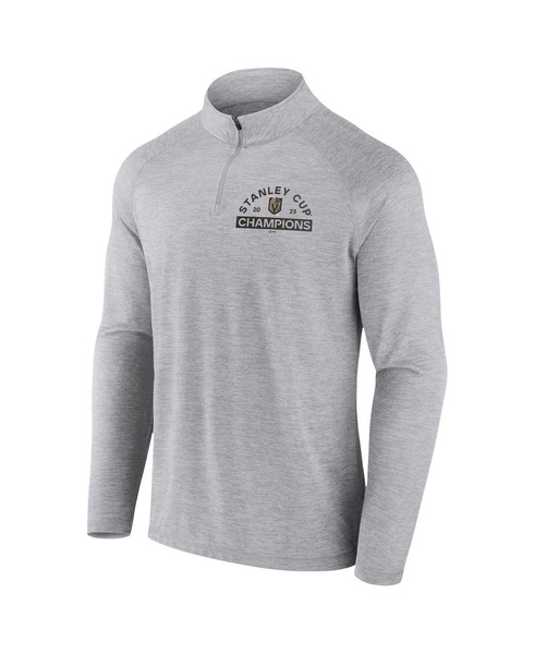 Men's Heather Gray Vegas Golden Knights 2023 Stanley Cup Champions Striated Quarter-Zip Pullover Top