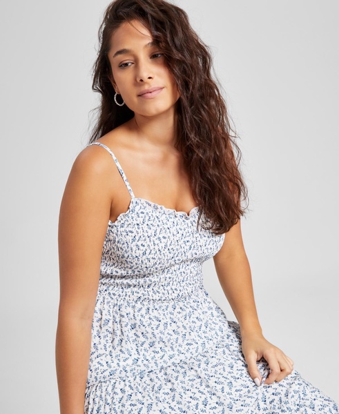 Petite Smocked Tiered Midi Dress, Exclusively at Macy's 