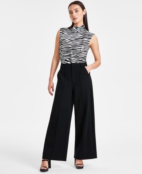 Petite Seamed Wide-Leg Ponté Pants, Created for Macy's