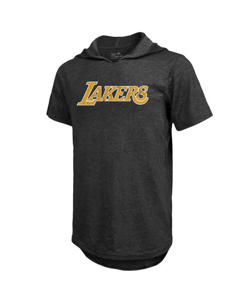 Men's Threads Heathered Black Los Angeles Lakers Wordmark Tri-Blend Hoodie T-shirt