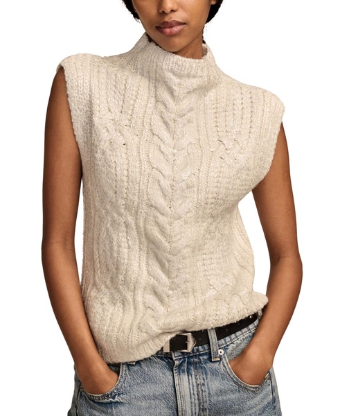 Women's Metallic Cable-Knit Sweater Vest