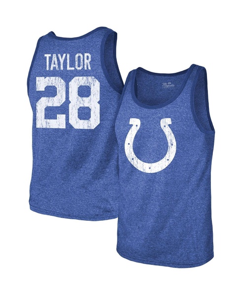 Men's Threads Jonathan Taylor Heathered Royal Indianapolis Colts Player Name and Number Tri-Blend Tank Top