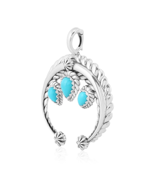 Sterling Silver and Pear Cut Blue Turquoise Gemstone Rope Naja Pendant Enhancer