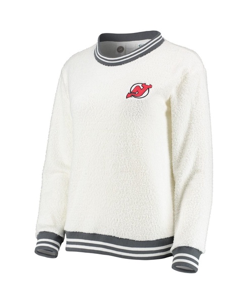 Women's Cream and Charcoal New Jersey Devils Granite Sherpa Pullover Sweatshirt