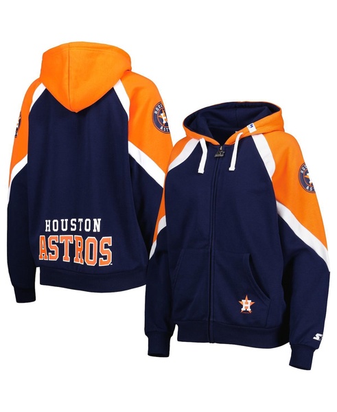 Women's Navy, Orange Houston Astros Hail Mary Full-Zip Hoodie