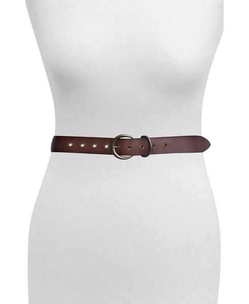 Women's 38mm Flat Strap with Metal Keeper Leather Belt