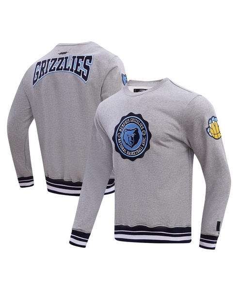 Men's Heather Gray Memphis Grizzlies Crest Emblem Pullover Sweatshirt