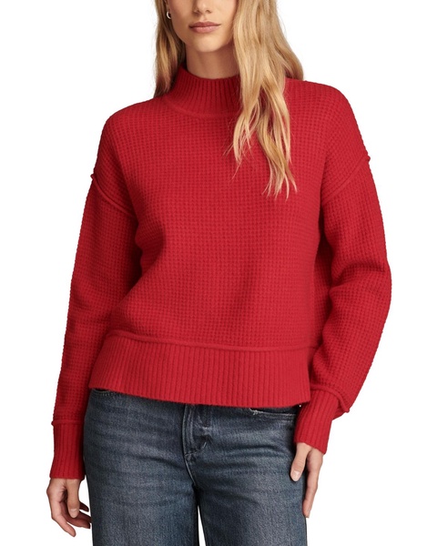 Women's Mock Neck Waffle-Knit Sweater