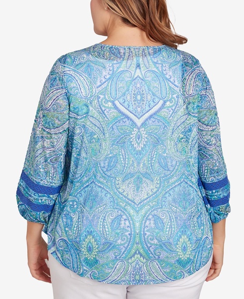 Plus Size Paisley Burnout Lace Top