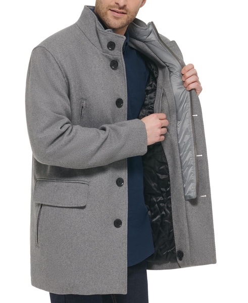 Men's Wool Twill Stand Collar Topper with Nylon Bib Coat