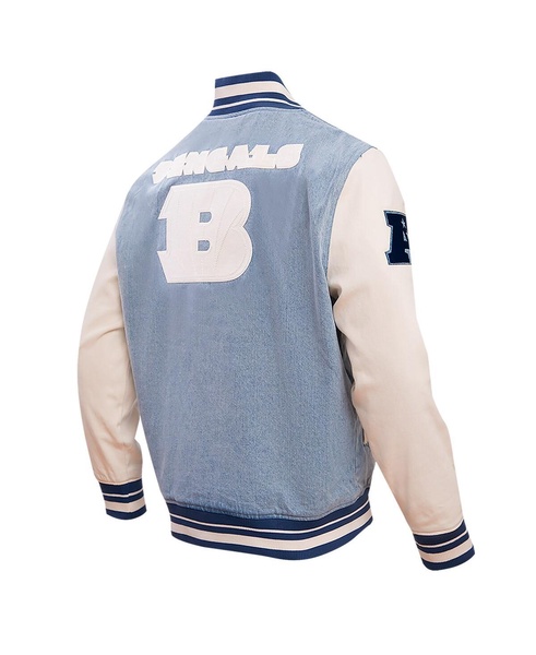 Men's Denim Distressed Cincinnati Bengals Varsity Blues Full-Snap Varsity Jacket