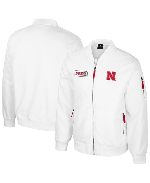 Men's Nebraska Huskers White Rabbit Full-Zip Bomber Jacket